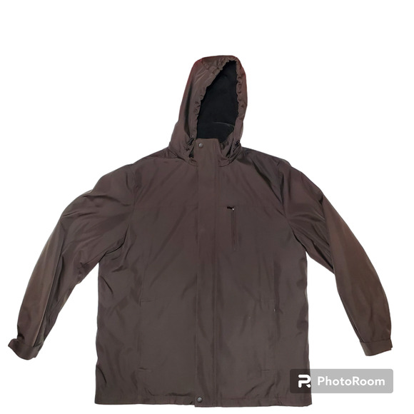 Calvin Klein Black Hood Removable Jacket Men Size Large Water Resistant and Wind - Picture 1 of 15